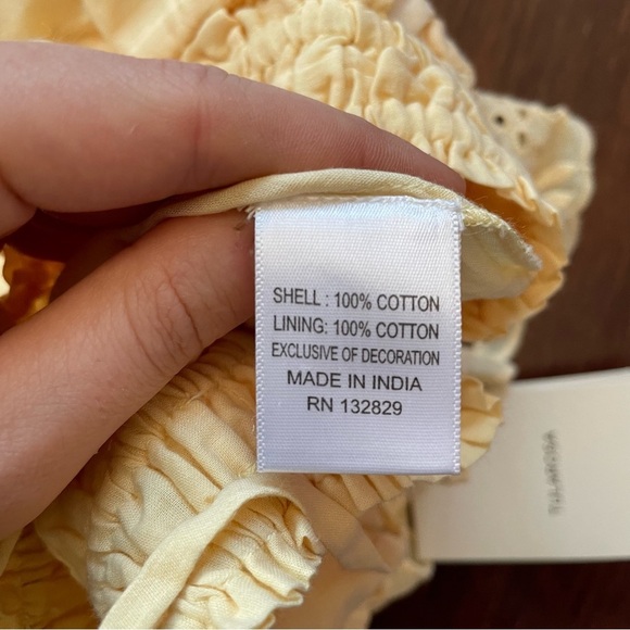 NWT Tularosa Stella Crop Top in Butter Yellow Ruffle Embroidered Smocked XXS - Picture 8 of 11